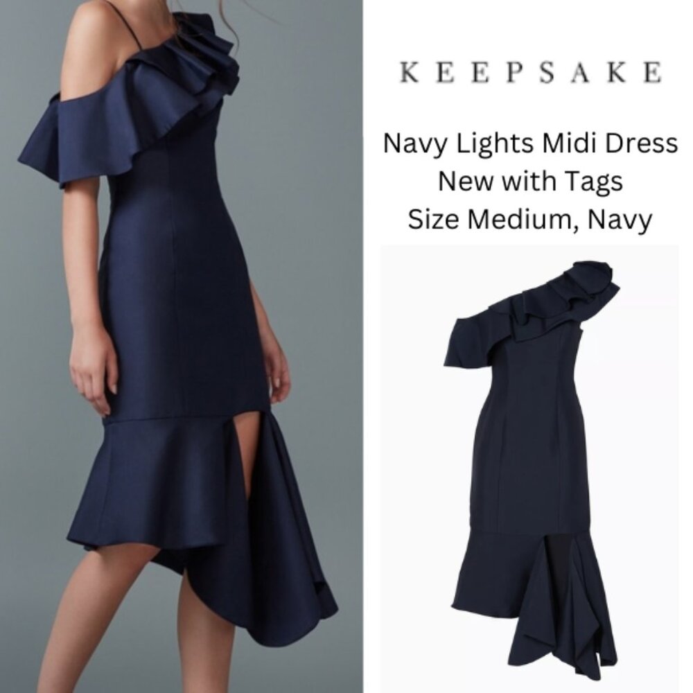Keepsake the Label Navy Lights Midi Dress Size M NWT